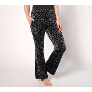Cuddl Duds Regular Double Plush Velour Boot Leg Pant Leopard,1X